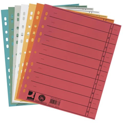 Separatore per archivio con perforazione universale Q-Connect 24x30 cm 230 g/m² grigio  conf. da 100 - KF02789